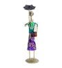 Wrought Iron Handcrafted Lady with Umbrella Multicolour Figurine