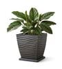 WTK Grey 12 Inch German Polymer Square Plant Container With Saucer