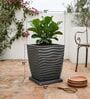 WTK Grey 15 Inch German Polymer Square Plant Container With Saucer