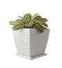 WTK Marble White 12 Inch German Polymer Square Plant Container With Saucer
