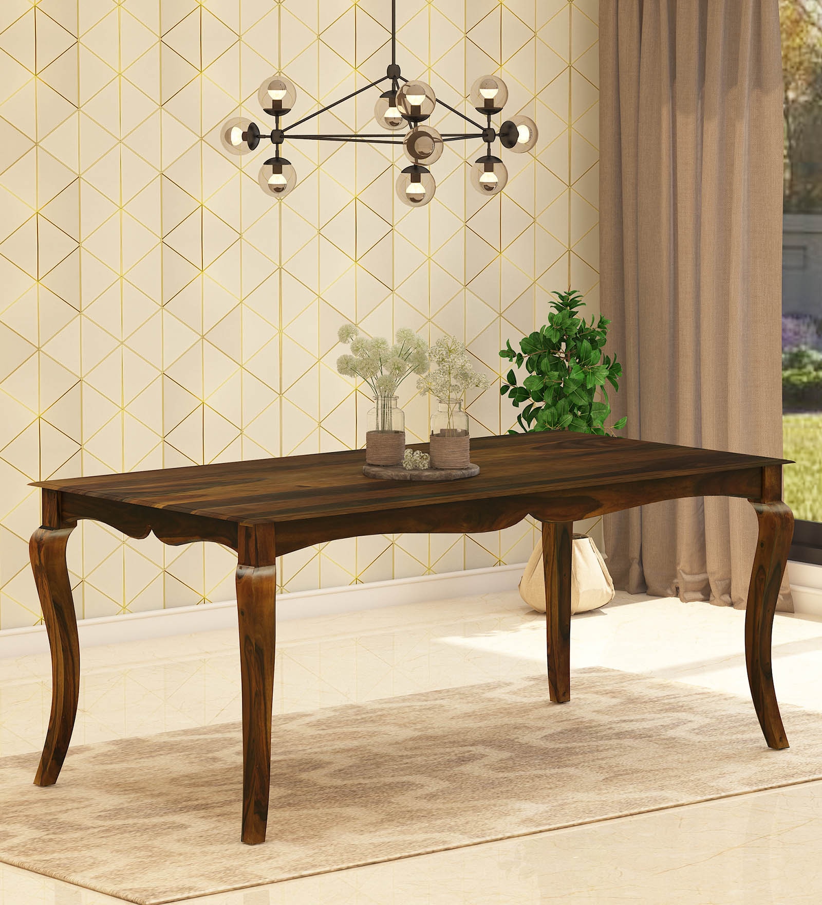 Xavier Solid Wood 8 Seater Dining Table in Provincial Teak Finish