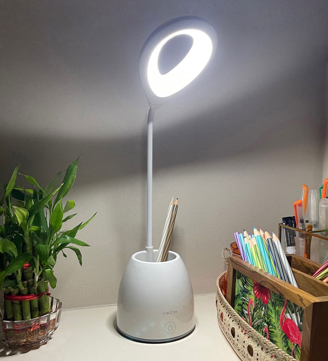 led lamp with pen holder