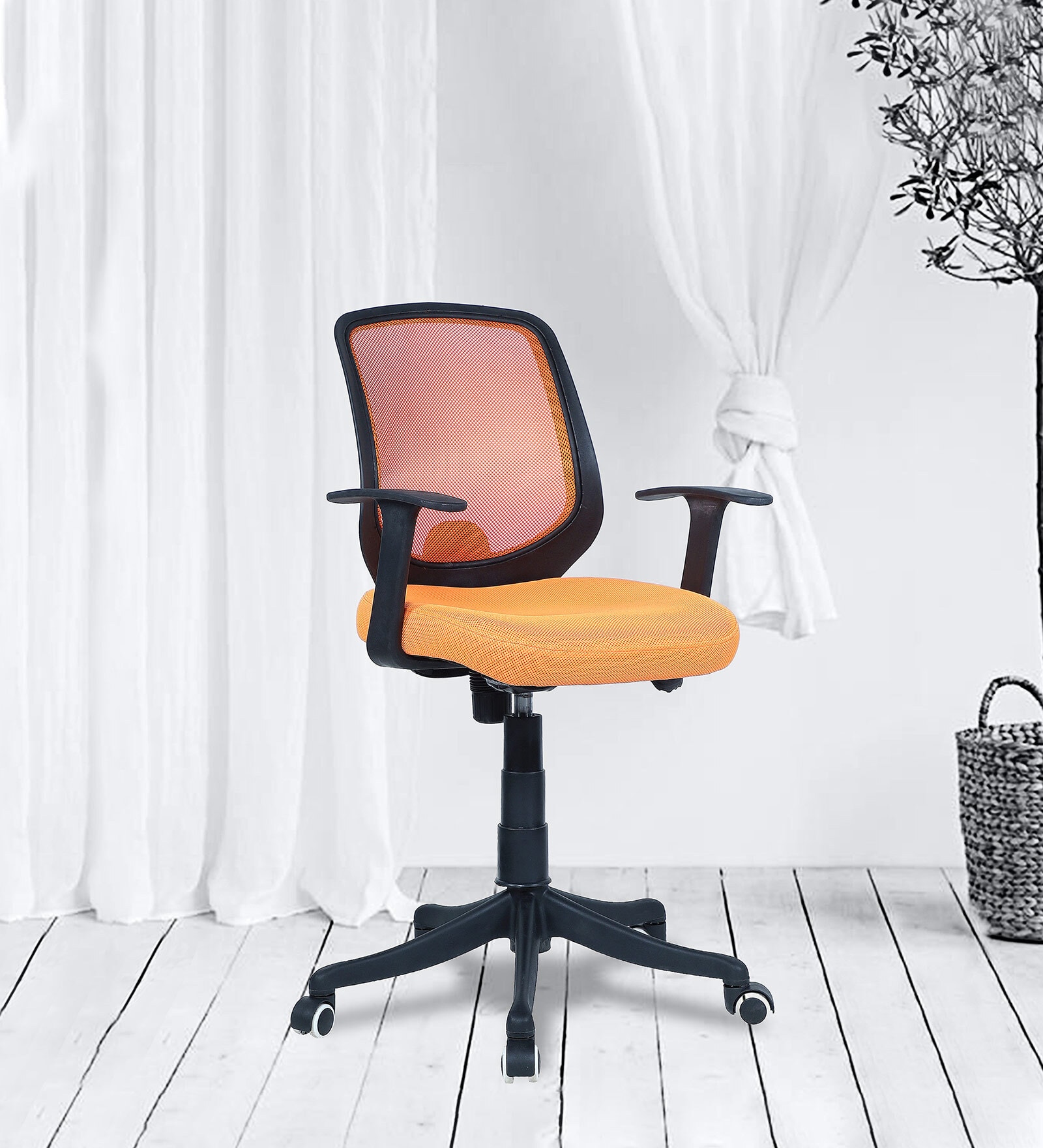 Xena Mid Back Ergonomic Chair In Orange Colour