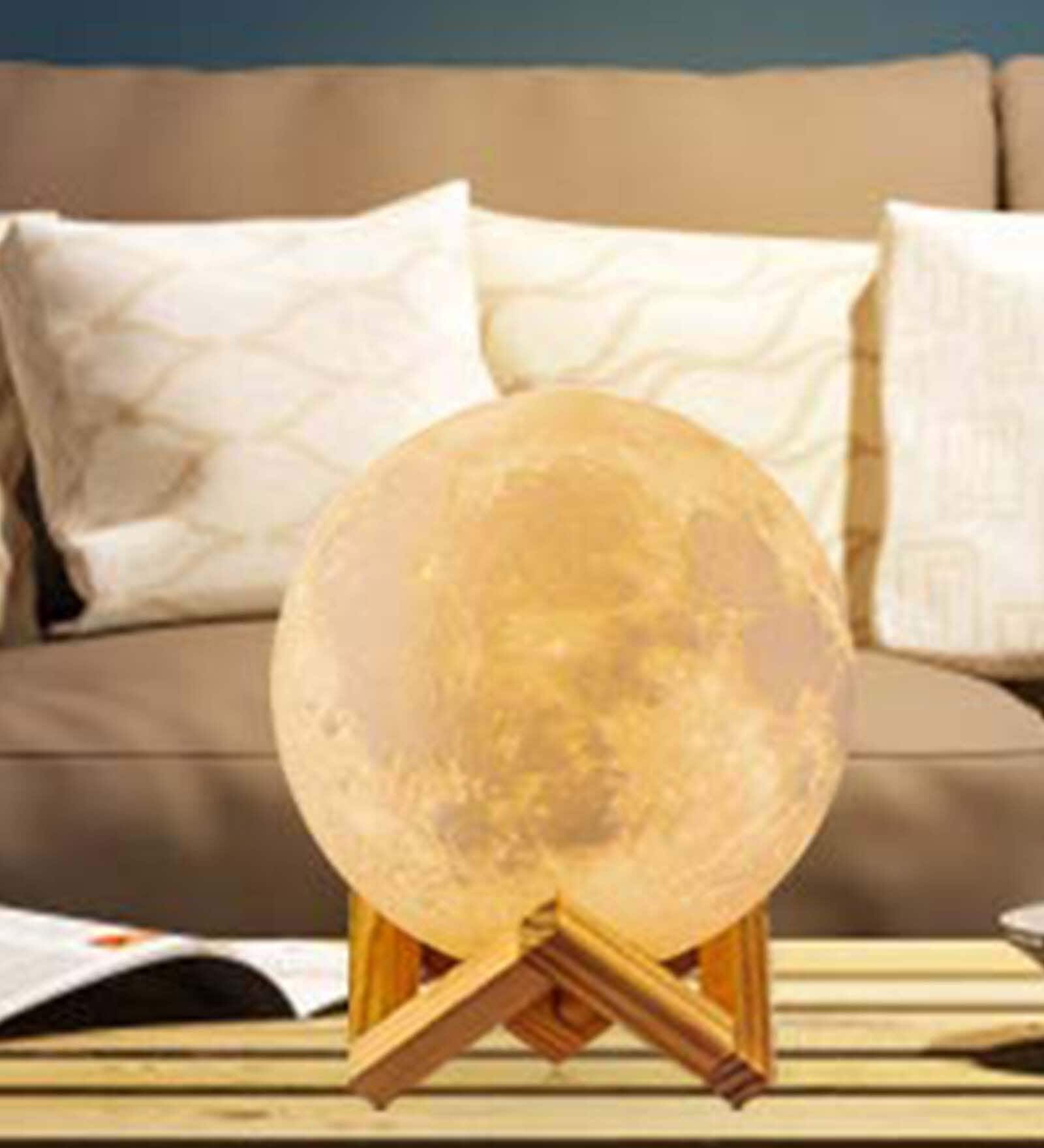 Inverted Beige PVC & Wood LED Lamps