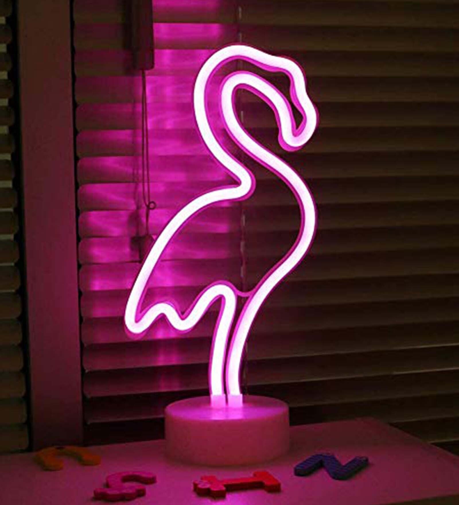Pink Led Neon Light With Holder Base 