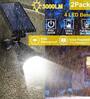 White Spotlights Light 2-In-1 Adjustable Brightness 4 Led With Automatic On/Off Sensor Wall/Landscape Solar Lights (Pack Of 2)