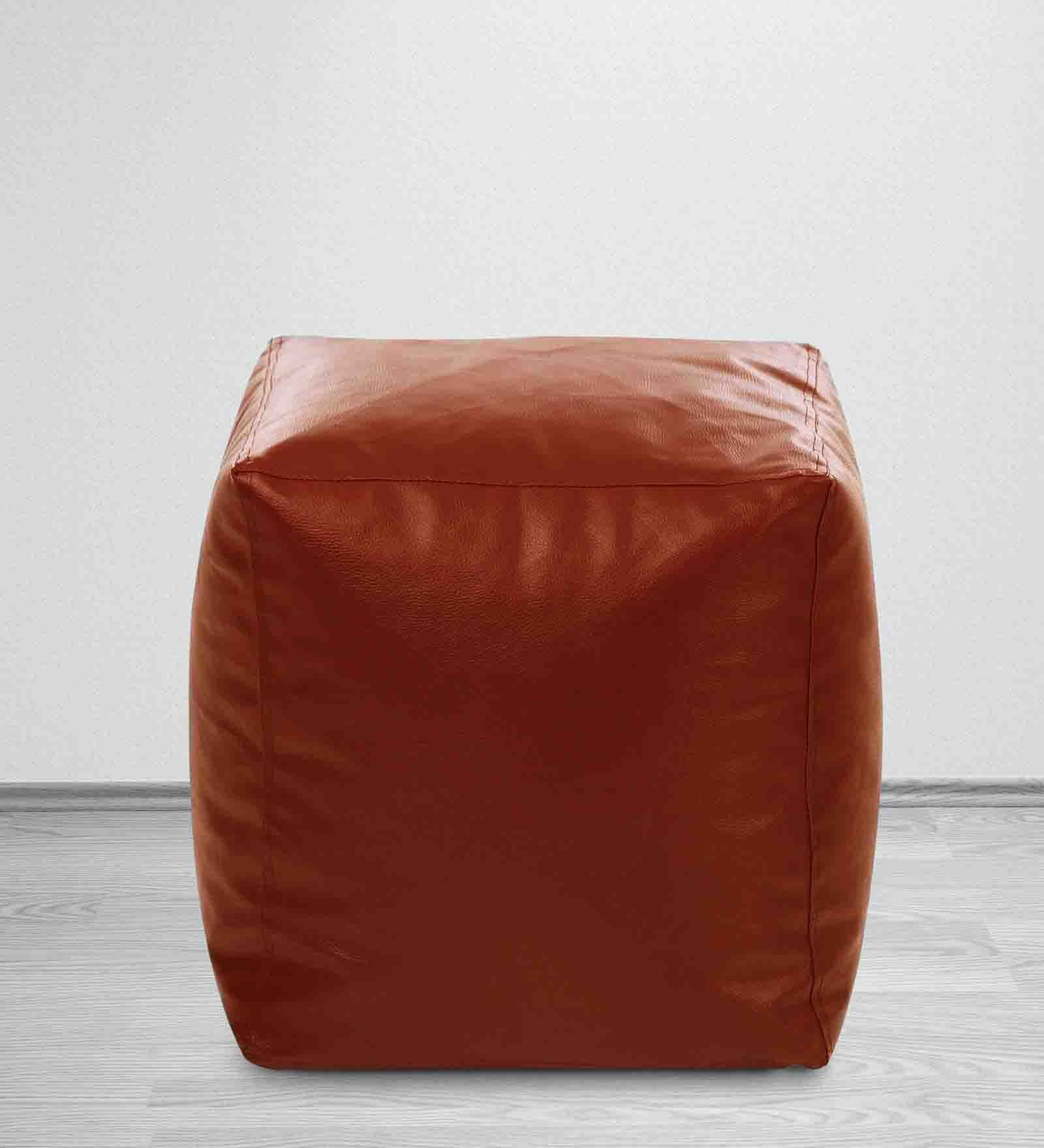 XL Size Square Bean Bag Pouffe with Beans in Tan Colour