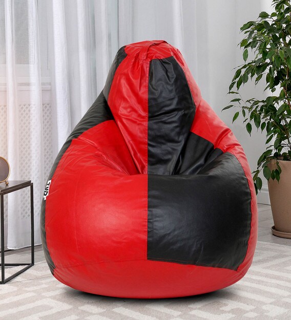 Buy XXXL Classic Bean Bag Cover in Black Red Colour by TUD Online