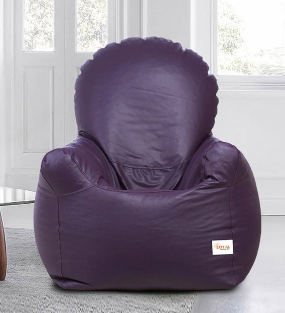 Buy Arm Chair XXL Bean Bag with Beans in Purple Colour by Sattva Online