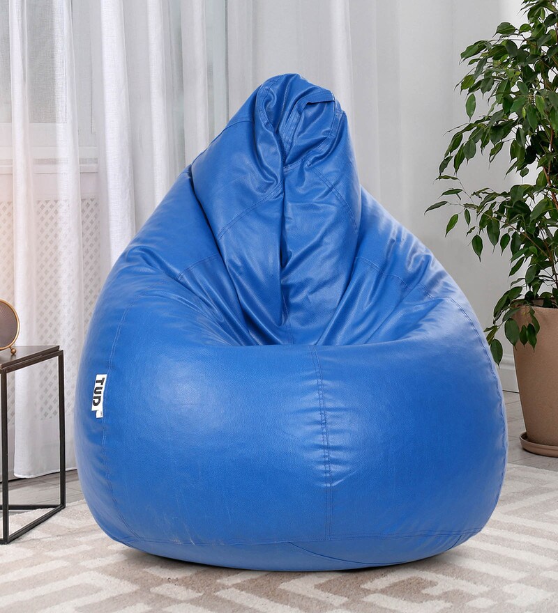 Buy Classic XXL Leatherette Bean Bag Cover in Royal Blue Colour by TUD