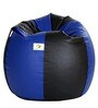 XXXL Bean Bag & Footstool with Beans in Blue & Black Colour