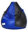 XXXL Bean Bag & Footstool with Beans in Blue & Black Colour