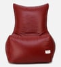 Chair Leatherette Bean Bag With Beans in Maroon Colour