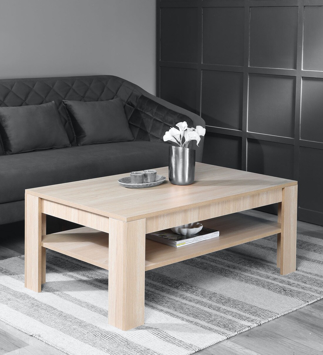 Buy Yamada Coffee Table in Dark Texture Casacraft By Pepperfry Online