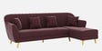 Yardley Velvet Fabric LHS Sectional Sofa (3 + Lounger) in Wine Red Color