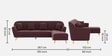 Yardley Velvet Fabric LHS Sectional Sofa (3 + Lounger) in Wine Red Color