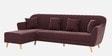Yardley Velvet Fabric RHS Sectional Sofa (3 + Lounger) in Wine Red Color