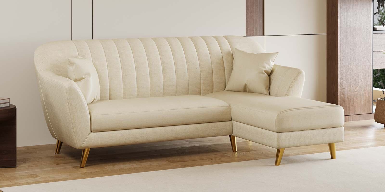 Yardley Chenille Fabric LHS Sectional Sofa (2 + Lounger) in Beige Color