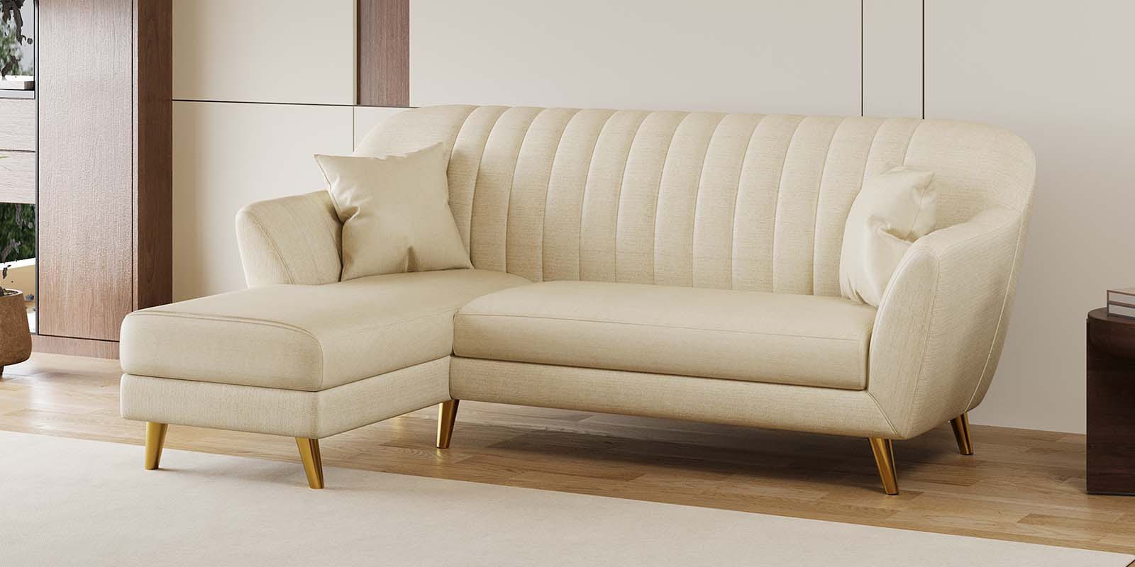 Yardley Chenille Fabric RHS Sectional Sofa (2 + Lounger) in Beige Color