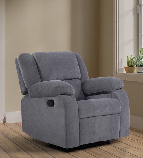 Yamamoto Fabric 1 Seater Manual Recliner In Graphite Grey Colour