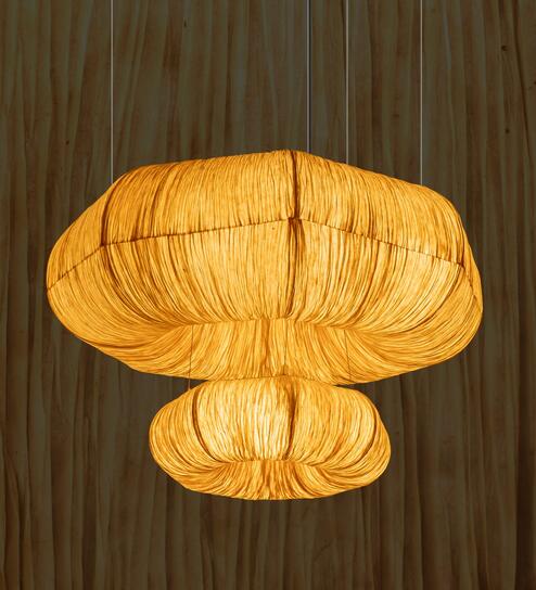 Yamir- Large Pleated Lokta Paper Handcrafted E27 holder Pendant Lamp (with Bulb)