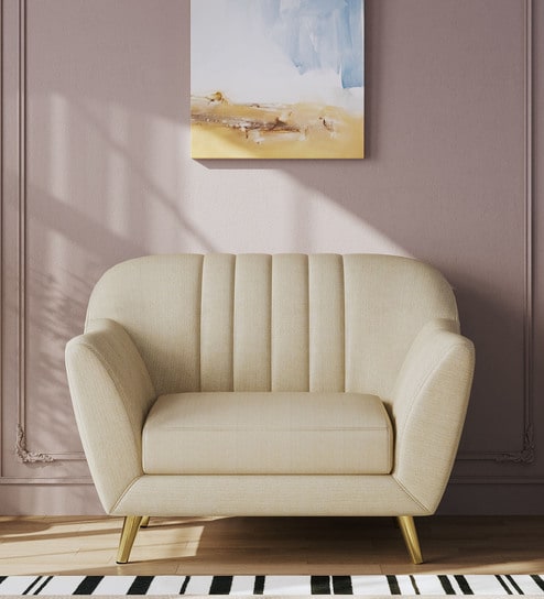 Yardley Chenille Fabric 1 Seater Sofa in Beige Color