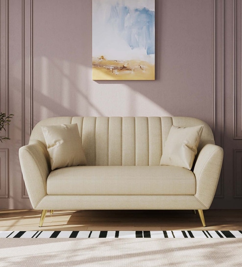 Yardley Chenille Fabric 2 Seater Sofa in Beige Color