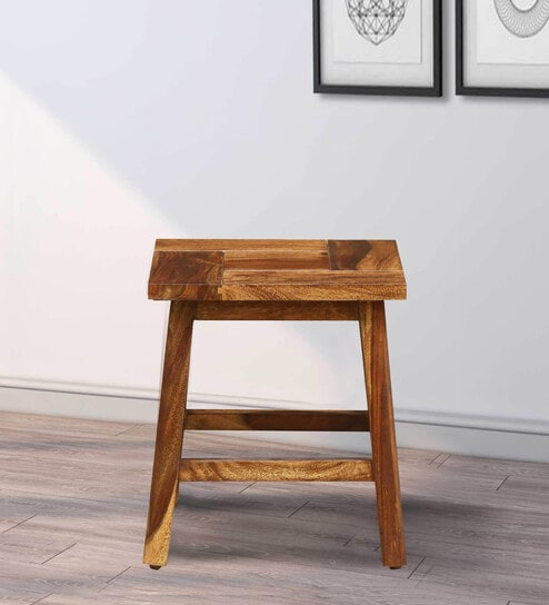 Yaroslave Sheesham Wood Seating Stool In Rustic Teak Finish