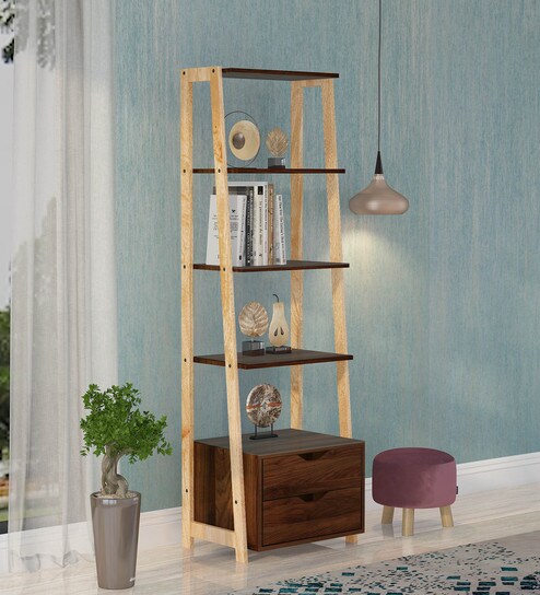 Buy Yasuhiro Book Shelf With Four Shelves And Two Drawers In