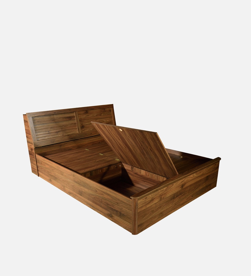 Buy Yamato Queen Size Bed in Columbia Walnut Finish with Box Storage