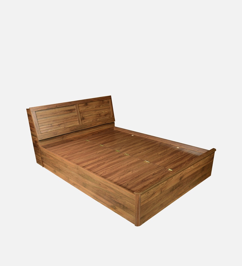 Buy Yamato Queen Size Bed in Columbia Walnut Finish with Box Storage