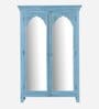 Yardbirds Solid Wood 2 Door Wardrobe In Distress Blue Colour With Mirror