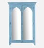 Yardbirds Solid Wood 2 Door Wardrobe In Distress Blue Colour With Mirror