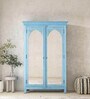 Yardbirds Solid Wood 2 Door Wardrobe In Distress Blue Colour With Mirror