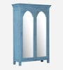 Yardbirds Solid Wood 2 Door Wardrobe In Distress Blue Colour With Mirror