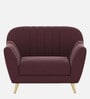 Yardley Velvet Fabric 1 Seater Sofa in Wine Red Color