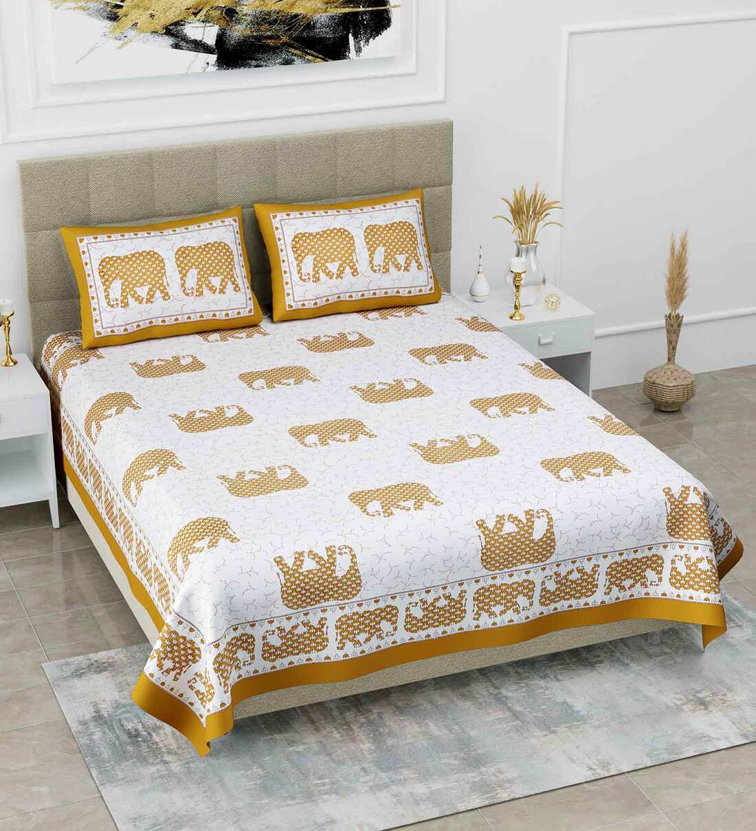 King Bed Yellow Fitted Sheet