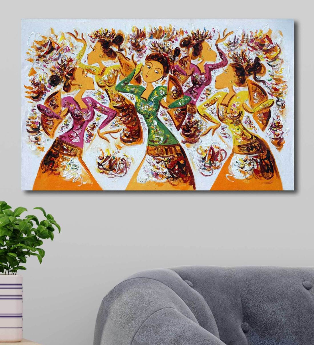 Buy Yellow Acrylic Canvas Mandarin Muse Unframed Original Painting By