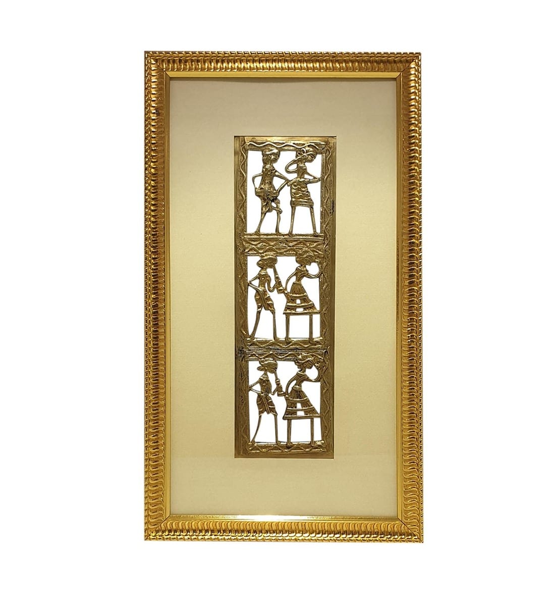 Buy Yellow Brass Warli Brass Figurine Seethrough Wall Art By Chaque