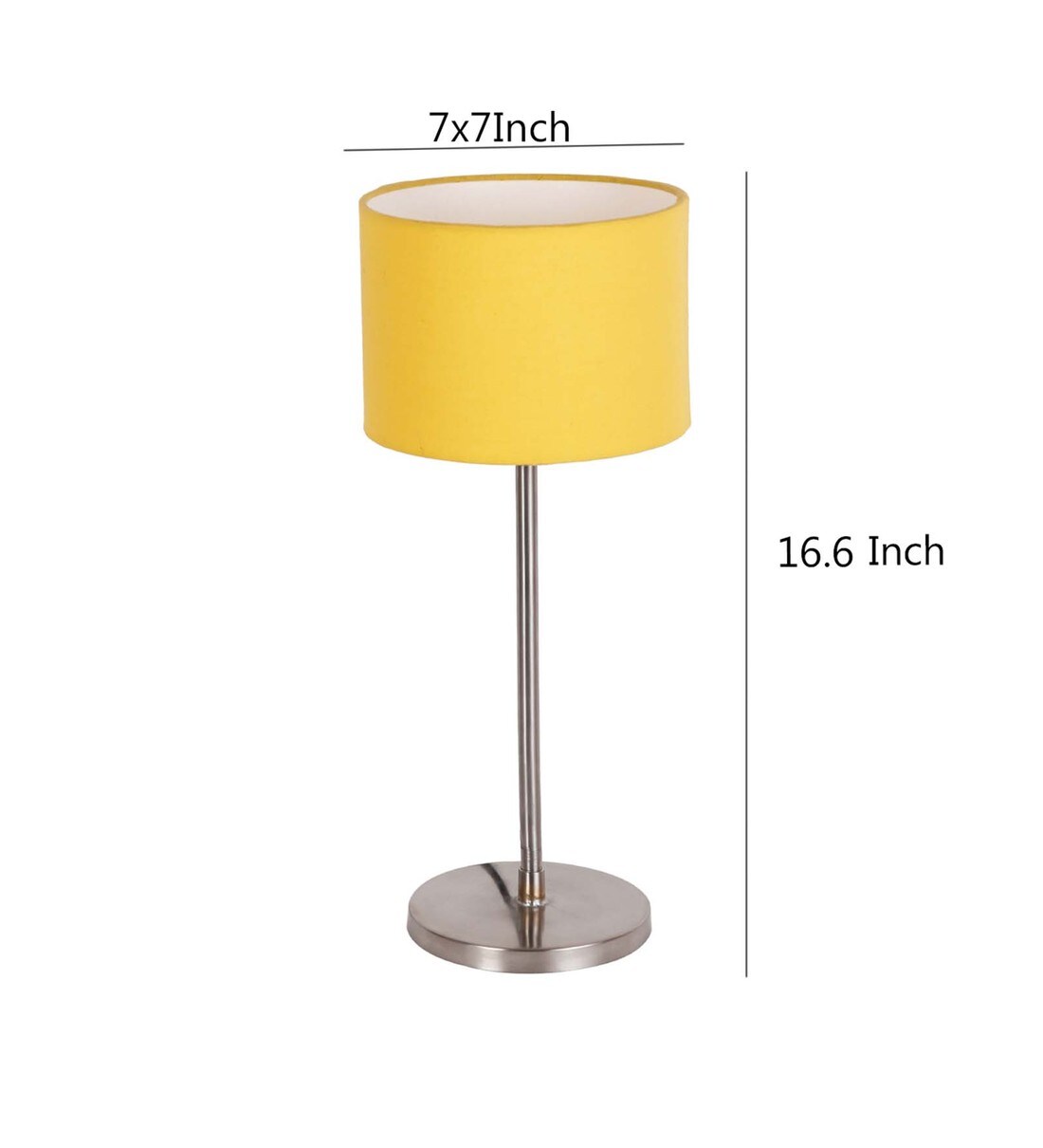 Buy Yellow Cotton Shade Traditional Table Lamp With Steel Base By New