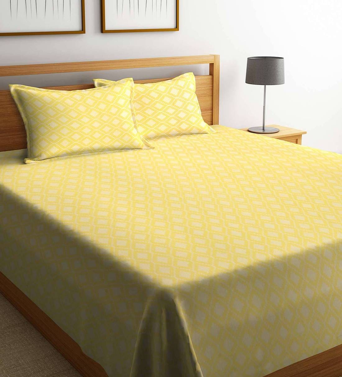 Buy Cotton Double Bed Cover with 2 Pillow Covers by Neudis Online