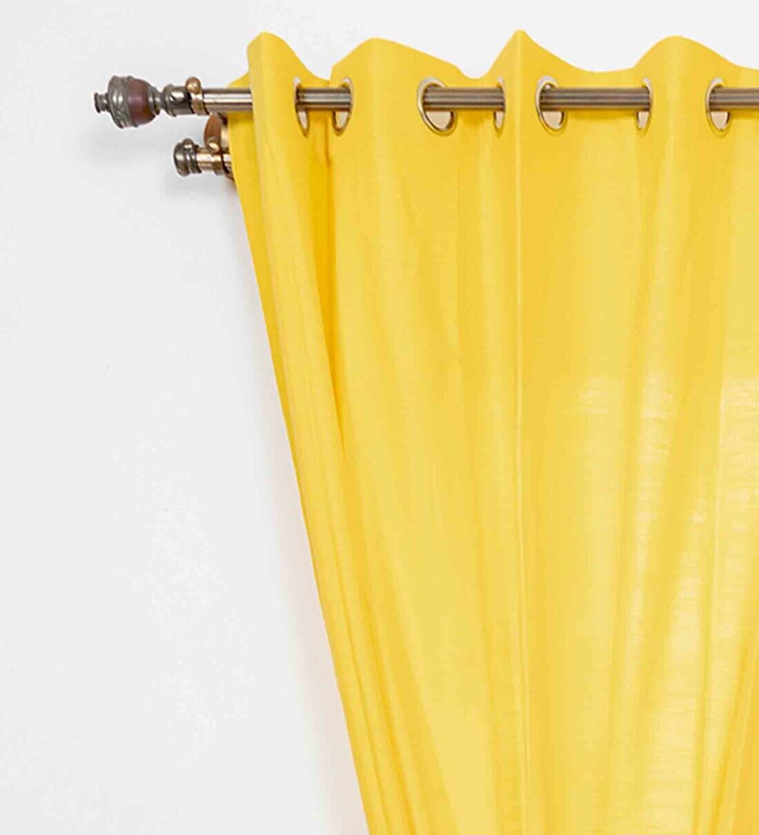 Buy Yellow Cotton Semisheer 5 Feet Eyelet Curtain (1 Piece) by The