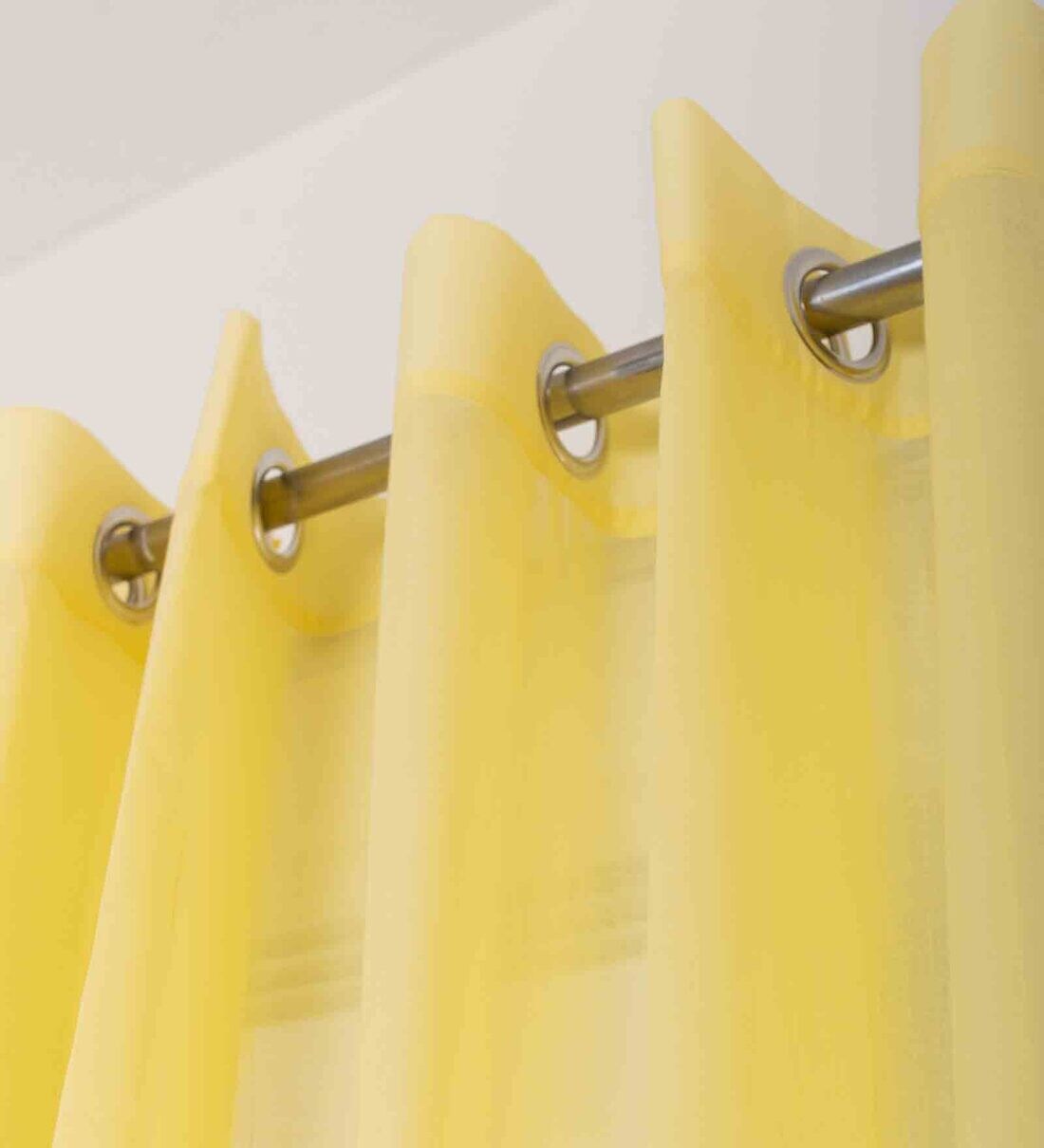 Buy Yellow Cotton Solid 6ft Sheer Eyelet 1 Pc Window Curtain by The