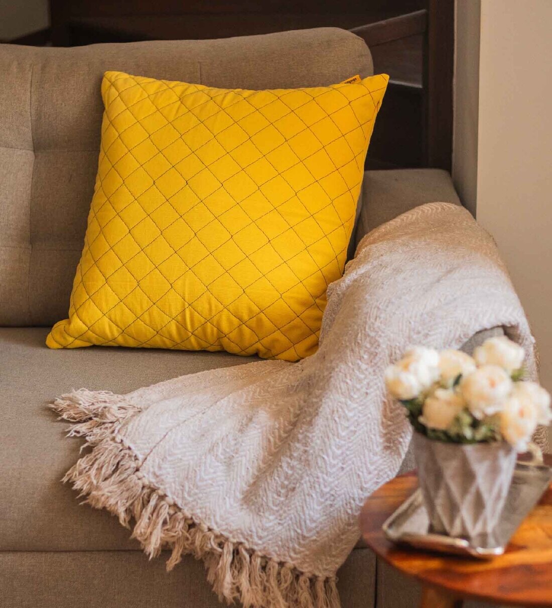 Buy Yellow Cotton Solid 12x12 inches Cushion Covers Pack of 2 at 46 OFF by 10Club Pepperfry