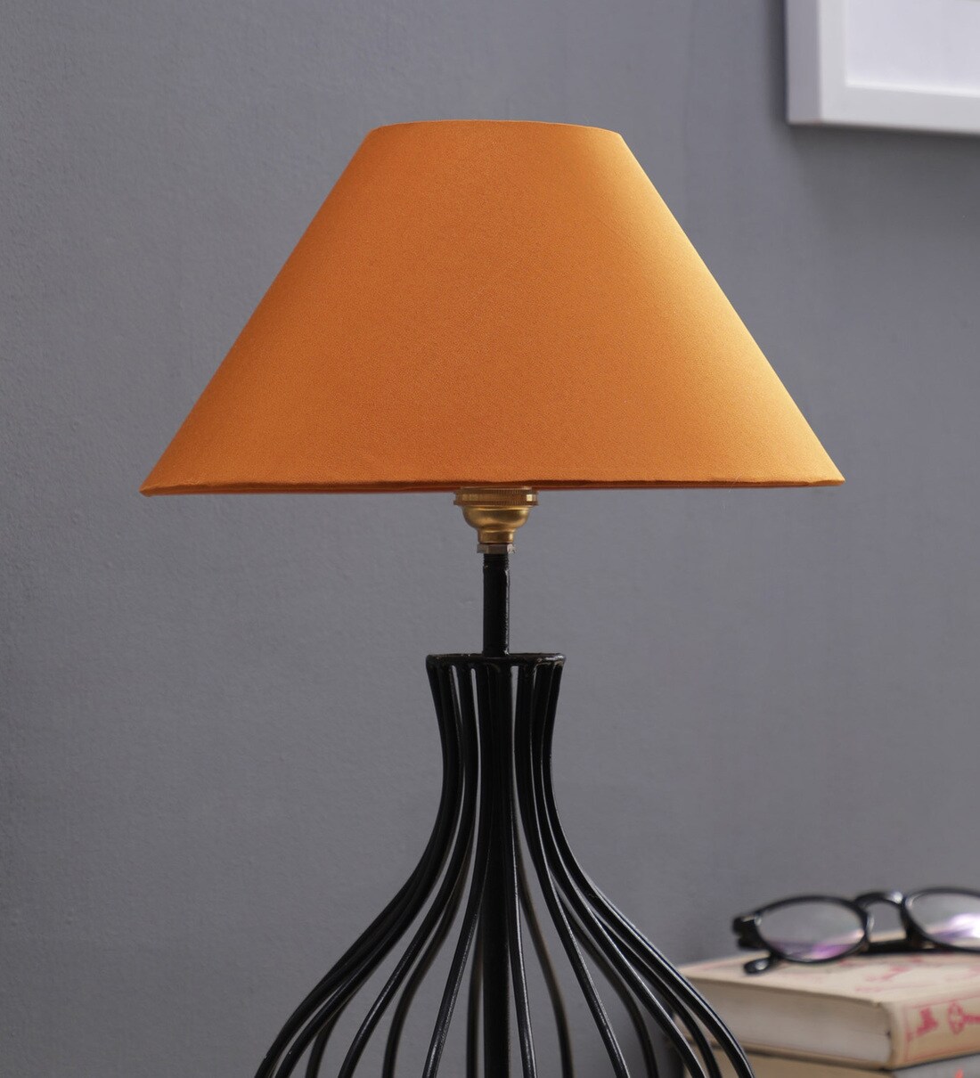 Buy Yellow Fabric Table Lamp Shade By Foziq Online - Metal - Table