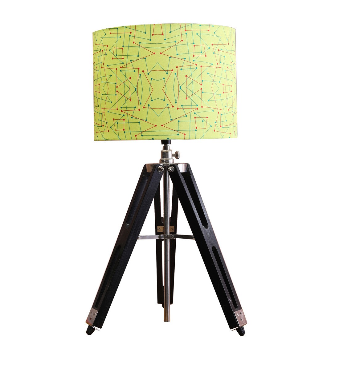 Buy Yellow Fabric Shade Tripod Table Lamp with Brown Base by Beverly