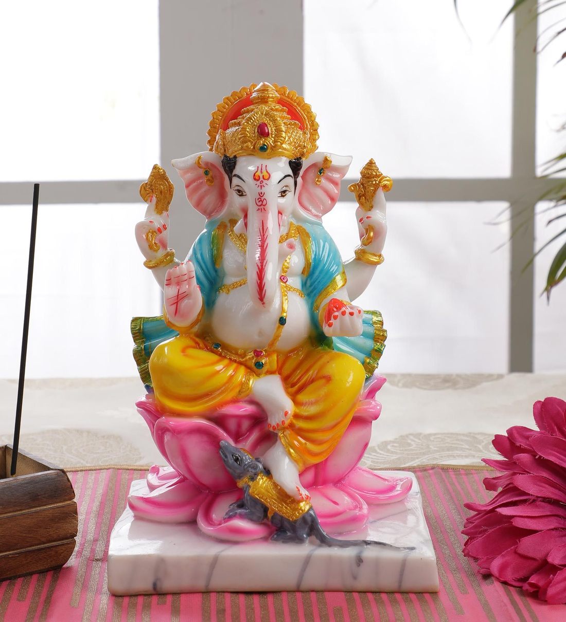 Buy Yellow Marble Big Ganesha Idol by Gallery99 Online Ganesha