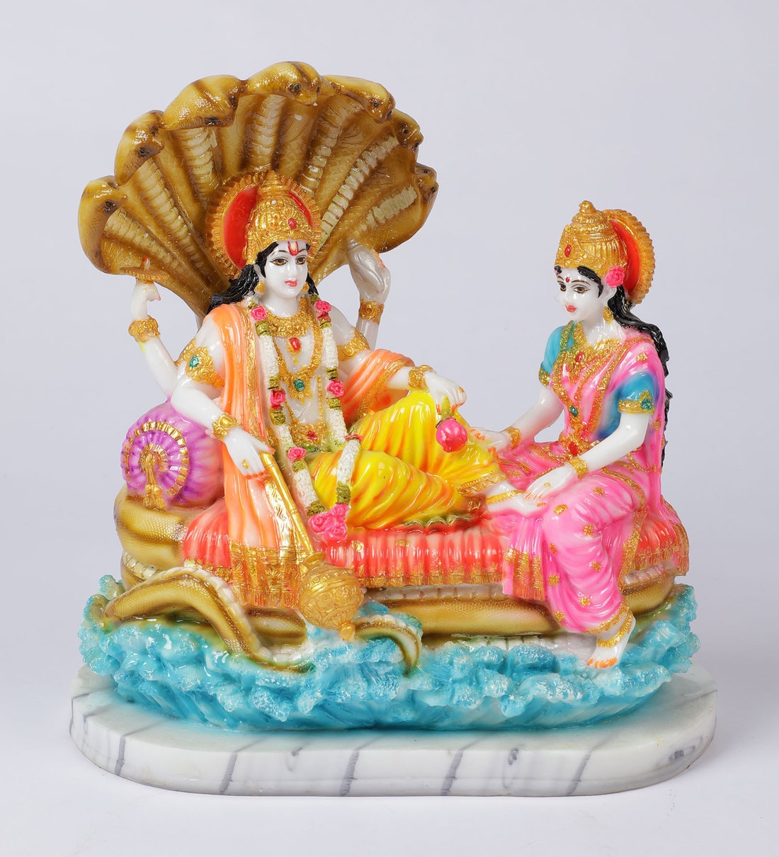 Buy Yellow Marble Big Vishnu Laxmi Idol by Gallery99 Online Other Dieties Religious Idols