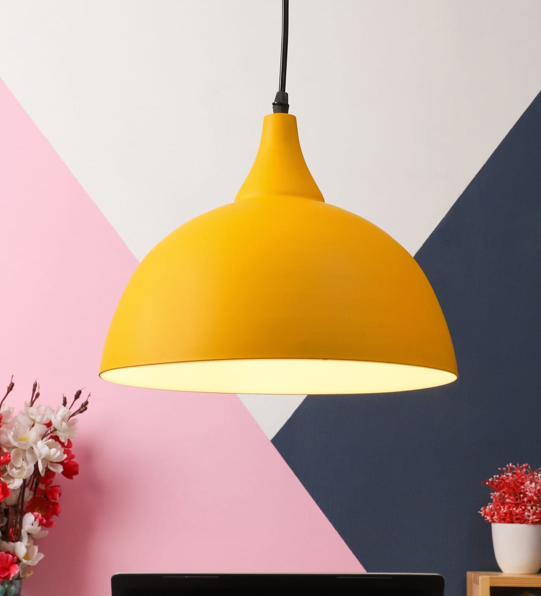 Buy Yellow Metal Single Hanging Light by Eliante by Jainsons Lights at ...