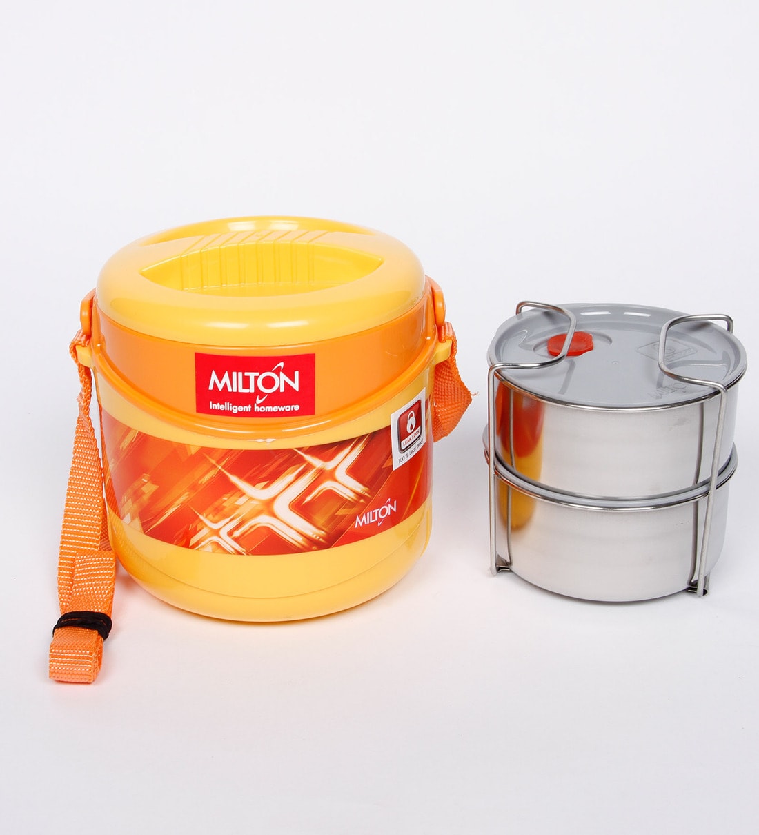 Buy Stainless Steel Plastic 350 ML Tiffin box Set Of by